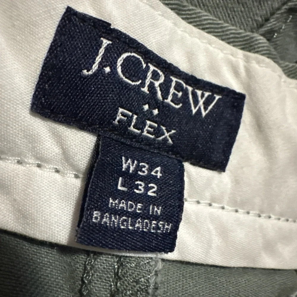 J.Crew Factory‎ Pants Men's 34/32 Straight Flex Sage Green Cotton Twill Chinos
